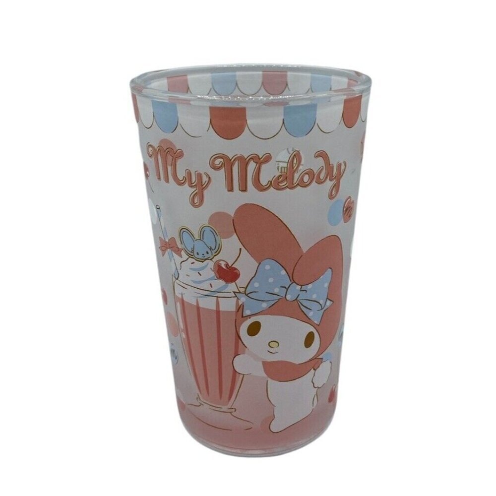 Sanrio My Melody 2018 Glass Cup Tumbler 4.25 Inch Tall Kawaii Hello Kitty Friend
